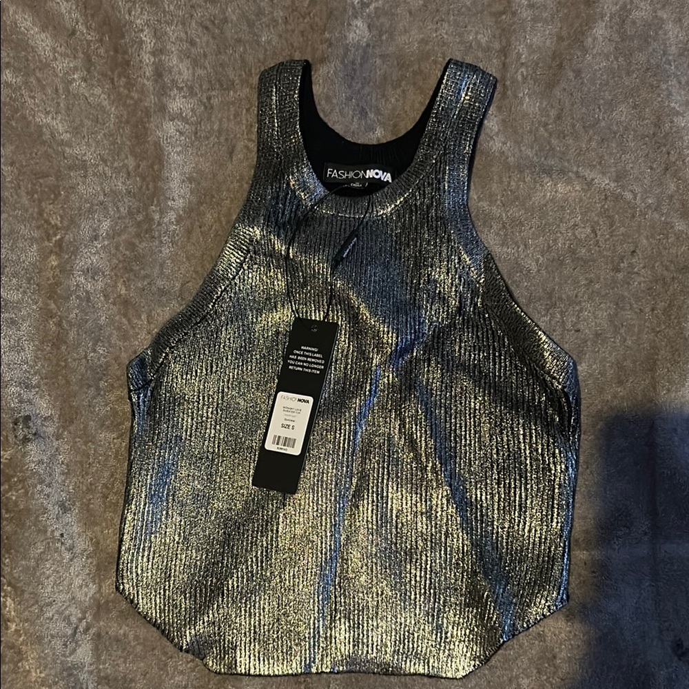 Fashion Nova Gun Metal Graphic Sleeveless Tank Top
